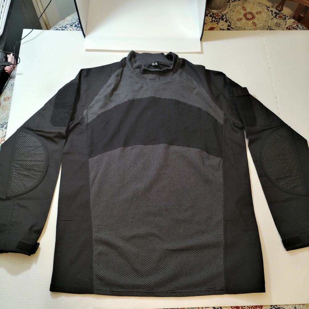 Tactical Combat Shirt Medium Black Military Style Long Sleeve Moisture Wicking